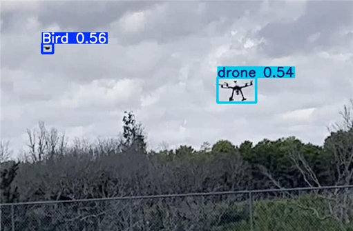 Outdoor DroneViz field detection screen showing tracked targets